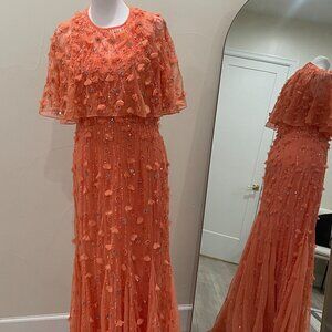 Mac Duggal Cape Sleeve Trumpet Gown